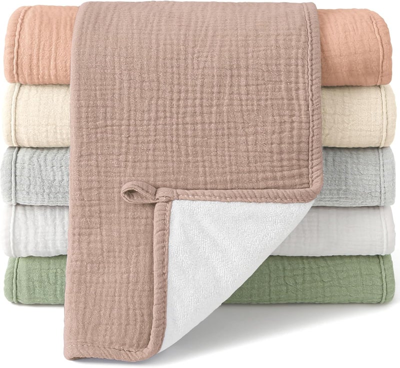 Bearmoss Muslin Burp Cloths, 100% Cotton Baby Burping Clothes, Large Extra Soft Absorbent for Unisex Newborn Boy and Girl, 20x10in, 6 Pack - Image 1